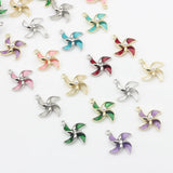 Enamel Pinwheel Flower Charms Pendant 10pcs/lot DIY Jewelry Making