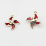 Enamel Pinwheel Flower Charms Pendant 10pcs/lot DIY Jewelry Making