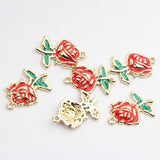10pcs Zinc Alloy Enamel Rose Flowers Charms for DIY Jewelry Making