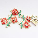 10pcs Zinc Alloy Enamel Rose Flowers Charms for DIY Jewelry Making