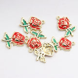 10pcs Zinc Alloy Enamel Rose Flowers Charms for DIY Jewelry Making