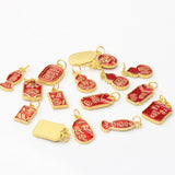 Zinc Alloy Enamel Chinoiserie Good Luck Red Pendants 10pcs