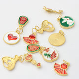 10pcs Zinc Alloy Enamel Chinoiserie Good Luck Pendants
