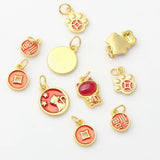 Zinc Alloy Enamel Chinoiserie New Year Good Luck Pendants 10pcs/lot
