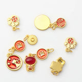 Zinc Alloy Enamel Chinoiserie New Year Good Luck Pendants 10pcs/lot