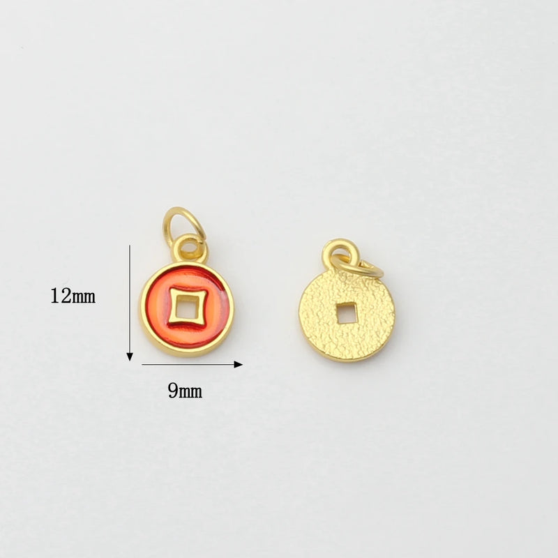 Zinc Alloy Enamel Chinoiserie New Year Good Luck Pendants 10pcs/lot