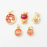 Zinc Alloy Enamel Chinoiserie New Year Good Luck Pendants 10pcs/lot