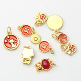 Zinc Alloy Enamel Chinoiserie New Year Good Luck Pendants 10pcs/lot