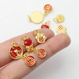 Zinc Alloy Enamel Chinoiserie New Year Good Luck Pendants 10pcs/lot