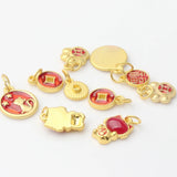 Zinc Alloy Enamel Chinoiserie New Year Good Luck Pendants 10pcs/lot