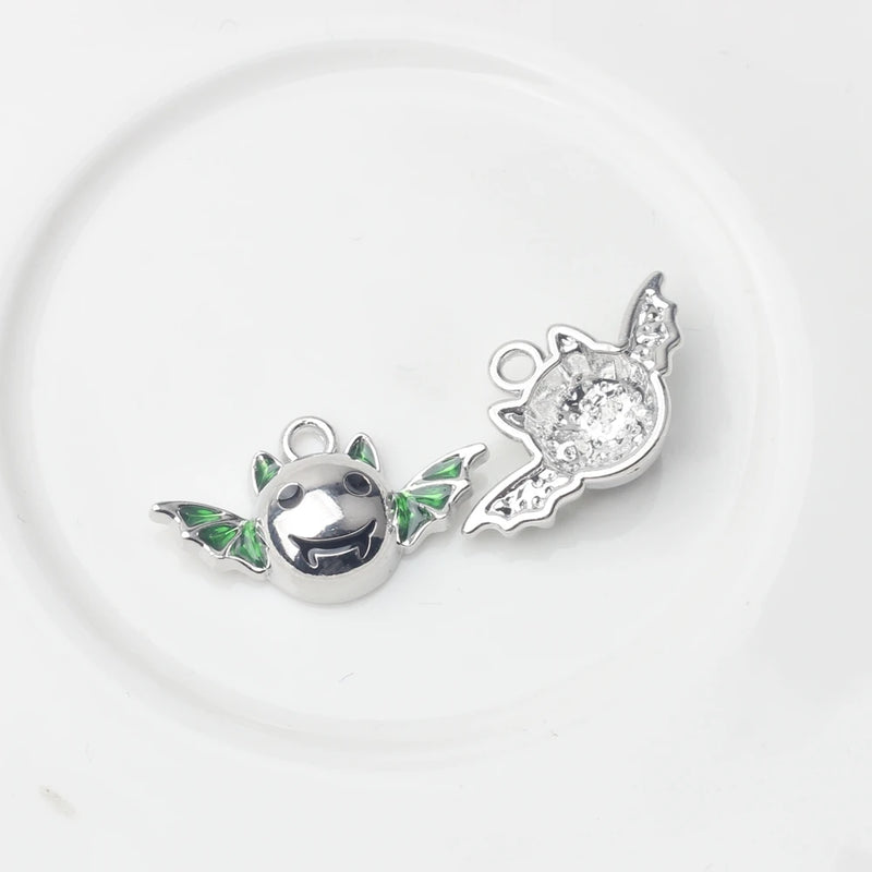 10pcs Zinc Alloy Bat Smiley Face Charms for DIY Jewelry Making