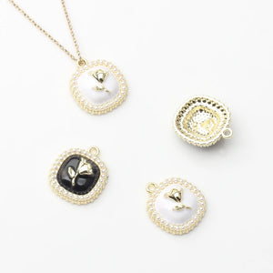 Zinc Alloy Enamel Rose Flower Charms 6pcs/lot DIY Necklace Jewelry Making