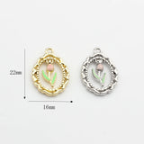 Enamel Tulip Flowers Coin Charms 6pcs/lot DIY Jewelry Making