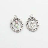 Enamel Tulip Flowers Coin Charms 6pcs/lot DIY Jewelry Making
