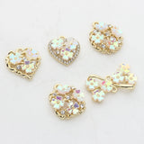 Zinc Alloy Flowers Heart Bow Geometric Pendant Charms 6pcs/lot