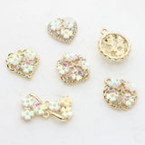 Zinc Alloy Flowers Heart Bow Geometric Pendant Charms 6pcs/lot