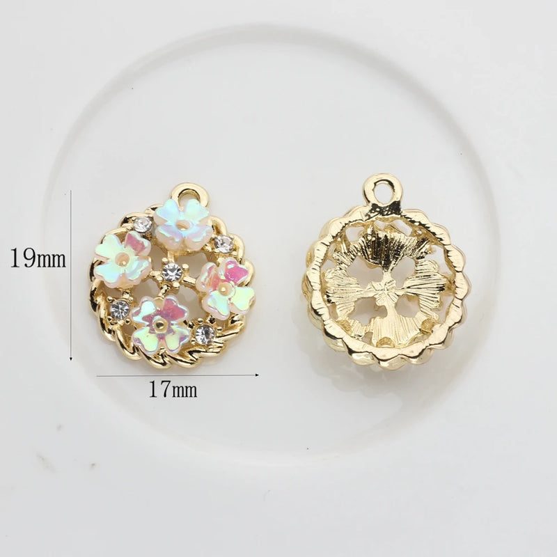 Zinc Alloy Flowers Heart Bow Geometric Pendant Charms 6pcs/lot