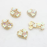 Zinc Alloy Flowers Heart Bow Geometric Pendant Charms 6pcs/lot