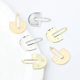 Geometric Fan Hollow Zinc Alloy Charms Pendant 6pcs