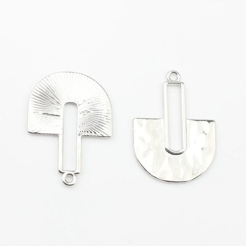 Geometric Fan Hollow Zinc Alloy Charms Pendant 6pcs