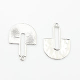 Geometric Fan Hollow Zinc Alloy Charms Pendant 6pcs