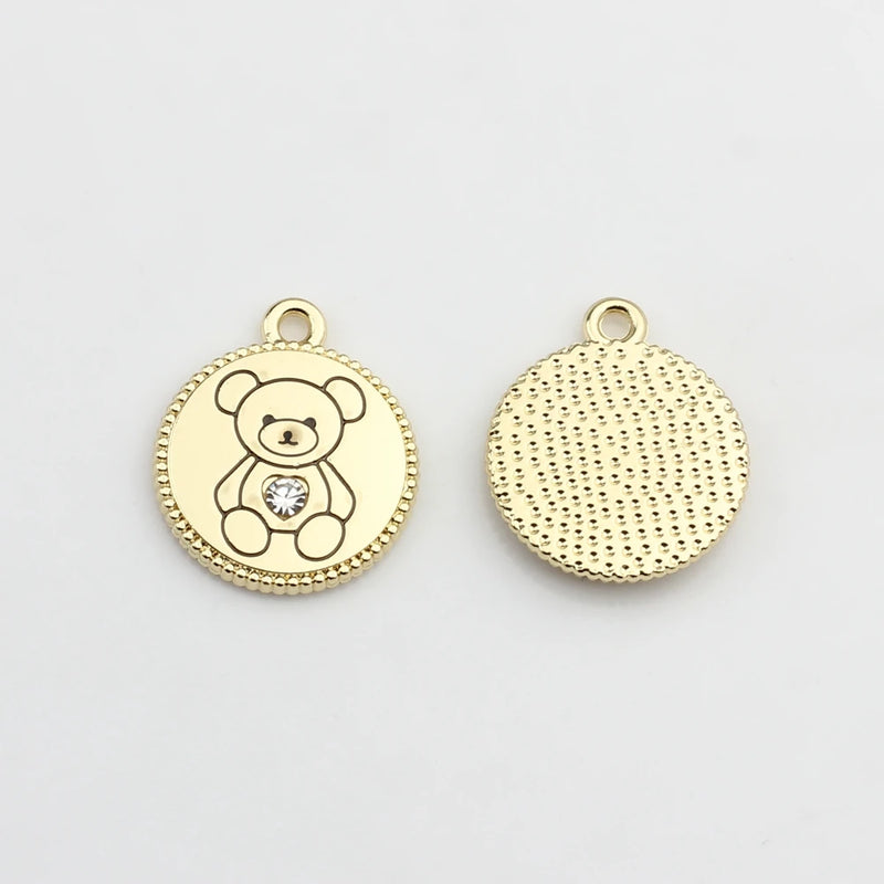 Zinc Alloy Bear Coin Charms Pendant 10pcs/lot DIY Jewelry Earrings Making