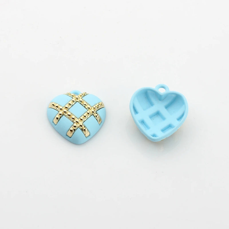 Zinc Alloy Grid Spray Heart Charms Pendant 6pcs/lot DIY Jewelry Making
