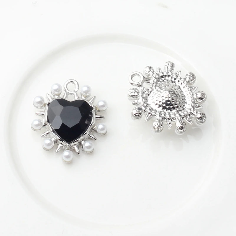 Crystal Heart Charms 6pcs/lot DIY Jewelry Making Accessories