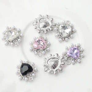 Crystal Heart Charms 6pcs/lot DIY Jewelry Making Accessories
