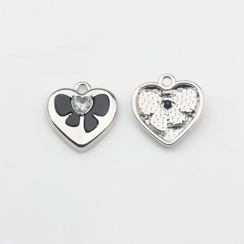 Zinc Alloy Bowknot Heart Charms 6pcs for Jewelry Making