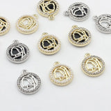 Zinc Alloy Inlay Pearl And Zircon Charm DIY Jewelry Making 6pcs