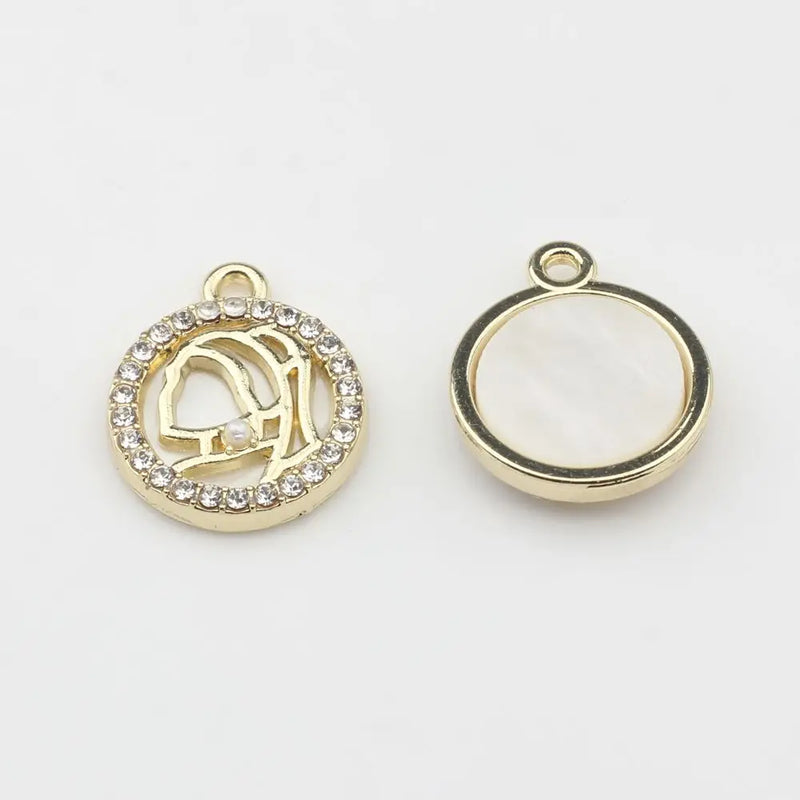 Zinc Alloy Inlay Pearl And Zircon Charm DIY Jewelry Making 6pcs