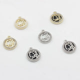 Zinc Alloy Inlay Pearl And Zircon Charm DIY Jewelry Making 6pcs