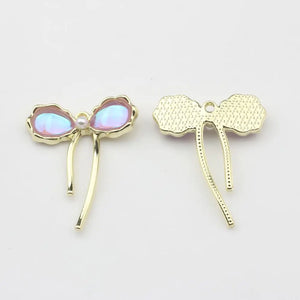Hollow Iridescent Bow Charms 6pcs DIY Earrings Jewelry