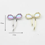 Hollow Iridescent Bow Charms 6pcs DIY Earrings Jewelry