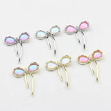 Hollow Iridescent Bow Charms 6pcs DIY Earrings Jewelry