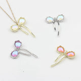 Hollow Iridescent Bow Charms 6pcs DIY Earrings Jewelry