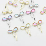 Hollow Iridescent Bow Charms 6pcs DIY Earrings Jewelry