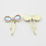 Hollow Iridescent Bow Charms 6pcs DIY Earrings Jewelry