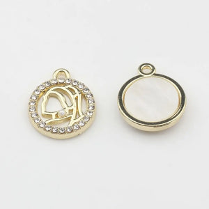 6pcs Zinc Alloy Round Coin Portrait Girl Nickel Charms For Bangles