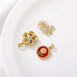 Zinc Alloy Flower Fruit Pendant Charms with Zircon Inlay for DIY Jewelry Making
