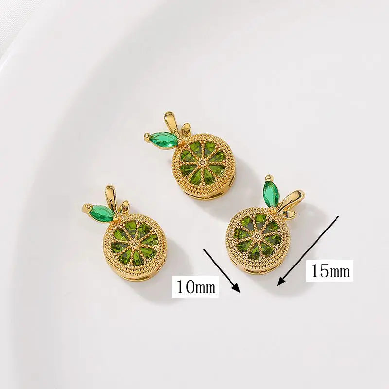 Zinc Alloy Flower Fruit Pendant Charms with Zircon Inlay for DIY Jewelry Making