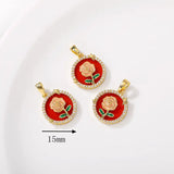 Zinc Alloy Flower Fruit Pendant Charms with Zircon Inlay for DIY Jewelry Making