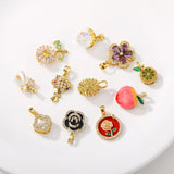 Zinc Alloy Flower Fruit Pendant Charms with Zircon Inlay for DIY Jewelry Making