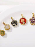 Zinc Alloy Flower Fruit Pendant Charms with Zircon Inlay for DIY Jewelry Making