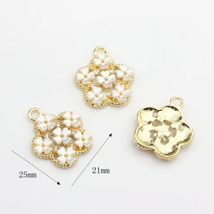Zinc Alloy Pearl Flowers Water Drop Star Charms 10pcs/lot DIY Earrings