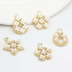 Zinc Alloy Pearl Flowers Water Drop Star Charms 10pcs/lot DIY Earrings
