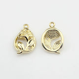 Heart Shape Rose Flower Charms 10pcs For DIY Necklace Bracelet Jewelry