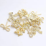 Zinc Alloy Inlaid Pearl Bow Charms 6pcs/lot for DIY Kids Jewelry Making