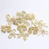 Zinc Alloy Inlaid Pearl Bow Charms 6pcs/lot for DIY Kids Jewelry Making